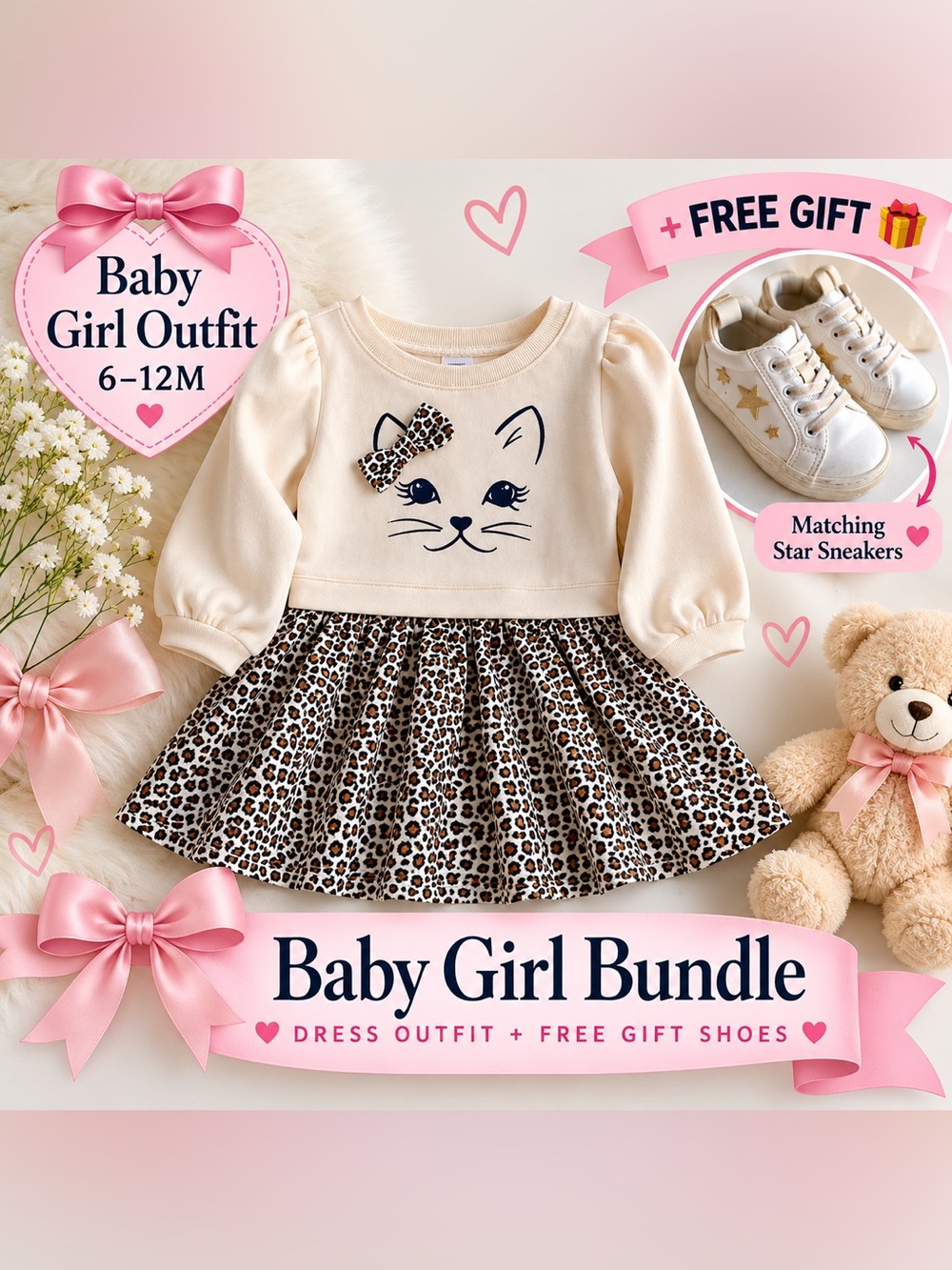 Baby GAP Leopard Cat Dress 12–18M + FREE Shoes Size 6